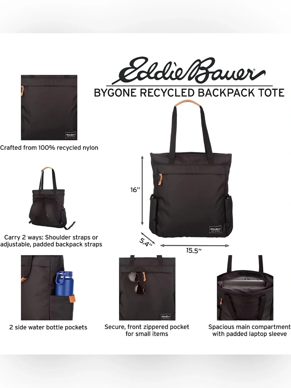 NWOT - Eddie Bauer Bygone Recycled Backpack Tote